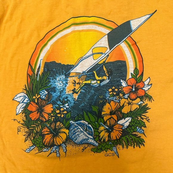 🏄‍♂️ Vintage 80s Sunrise Surf Shop T-Shirt – Galveston TX “Little Surfer" M - Picture 4 of 9